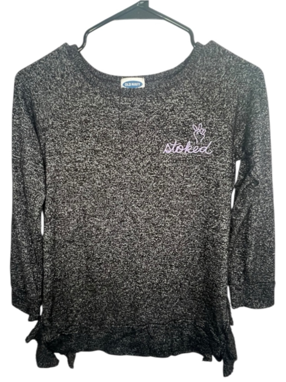 Old Navy Girls Stoked Embroidered Graphic Lightweight Knit Sweater